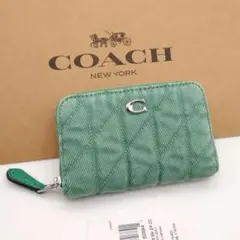 新品未使用》COACH コーチ コインケース グリーン デニム - メルカリ