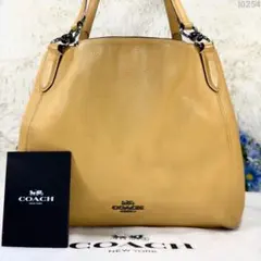 【訳あり美品】コーチ 80268 ハンドバッグ レザー シボ革 手提げ 黄色