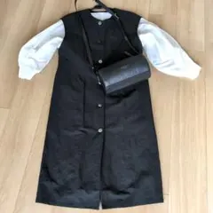 【値下げ】ミズイロインド　 ロングジレ　ベスト　ワンピース　麻＋綿