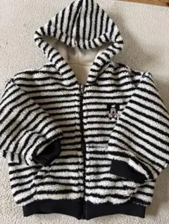 フリース風ストライプフード付きアウター