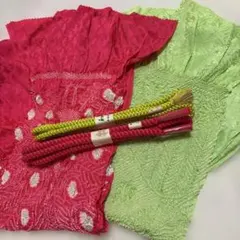 絞り帯揚げ帯締めセット　まとめて　帯揚げ中抜き　未使用帯締め