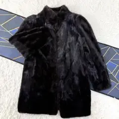 艶◎ 毛並み◎ ミンク ロングコート 本毛皮 ブラウン 袖ゆったり