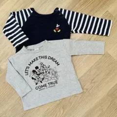 ディズニー綿100％カットソー２着セット♡Disneyミッキー長袖Tシャツ80