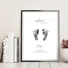 【２枚セット】 命名書 手形 足形 誕生日 一歳 ハーフバースデー .888