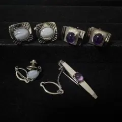 M*r様 アンティーク アメジスト 天然石 カフス ＆ ネクタイピン まとめ セ