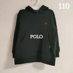 POLO 黒 ブラック フード付き トレーナー 赤刺繍