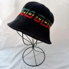 handmade ラスタカラーハット　クラッシャーハット　クロシェハット　レゲエ