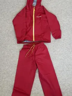 【mont-bell キッズ】赤　レインウェア　上下セット