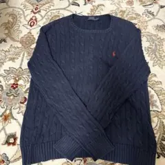 ラルフローレン　ネイビー ケーブルニット XL
