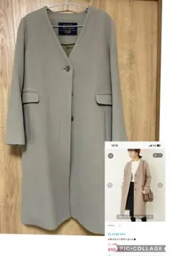 スローブイエナ✨ノーカラーコート　スーパー100’sウール 36