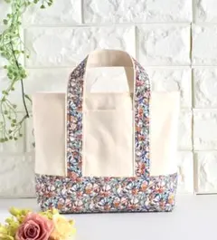 ミニトートバッグ　リバティ　ペタルコーヴ柄