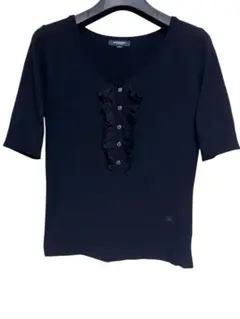 匿名発送　美品　バーバリーロンドン　シルクブレンドハーフボタンフリルサマーニット