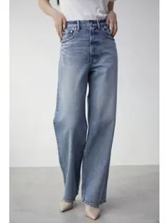 AZUL BY MOUSSY ハイウエスト ワイドデニム ライトブルー