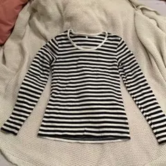 無印良品 白黒ストライプ ボーダー 長袖ボートネック