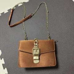 ゴールドチェーン ショルダーバッグ ブラウン