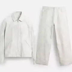 ZARA ザラ セットアップ 白 ホワイト 42 XL ワイドパンツ ジャケット
