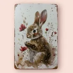 新品 メタルサイン うさぎ 兎 インテリア 壁掛け 雑貨 アートボード