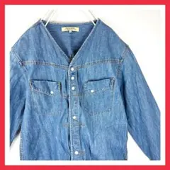 ノーカラー 長袖シャツ 【希少】 【オシャレデザイン】 【大人気】 インディゴ