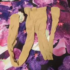 【中古品】ベージュ網タイツ柄М