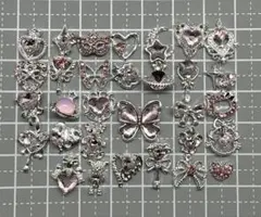 ネイルアートパーツ シルバー ピンク 31個