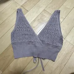ラベンダー Vネック ニットベスト ビスチェ