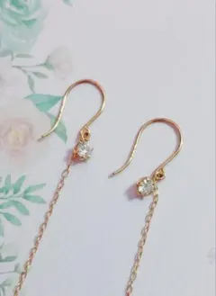 ヴァンドーム青山 K18 ダイヤモンド チェーン ロング ピアス 