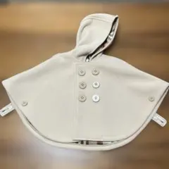 miki HOUSE ベビーポンチョ・マント ベージュ チェック柄