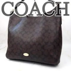 COACH コーチ ワンショルダーバッグ シグネチャー PVC レザー ブラウン