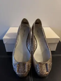 JIMMY CHOO グリッター フラットラバーシューズ　38(24センチ相当)