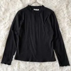 サマンサモスモス　モックネックリブメロウカットソーL　黒　トップス◆A170