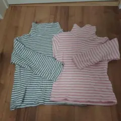 UNIQLO 西松屋 ボーダーハイネックT２枚セット