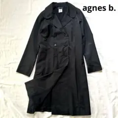 【美品】agnes b. ダブルチェスターコート/トレンチコート　表記0 黒