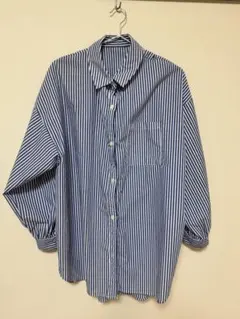 【GRL】長袖シャツ 青と白のストライプ Fサイズ