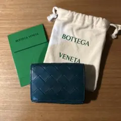 BOTTEGA VENETA 三つ折り財布 青緑