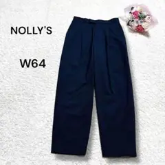 【ノーリーズ NOLLY'S】タックテーパード イージースラックスパンツ 紺 M