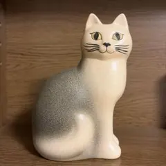 【極美品】リサラーソン マンズ ミディアムサイズ ブラウン グレー　猫の置物