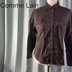 Comme Lain ブラウン刺繍レース長袖シャツ 44 カジュアル シンプル