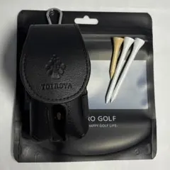 【新品】ゴルフボールケース ベルトクリップ回転式 ティー付 Gフォーク収納 黒