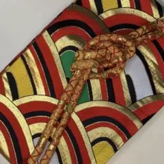 七五三 七歳用　ハーフ成人式　帯　帯締め　半幅帯　アンティーク　金糸