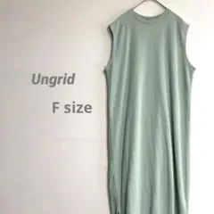 アングリッド ノースリーブワッフルロングワンピース クルーネック F グリーン