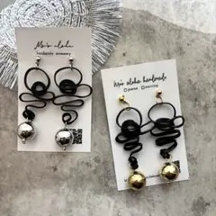 No.81 ハンドメイド スパイラルピアス シルバー ゴールド