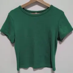 GUリブ クルーネック 半袖Tシャツ 그린