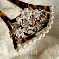 髪飾り かんざし バチ型 パール 簪