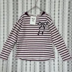 タグ付き★ノイユエームべべ★長袖 Tシャツ 140 ボーダー リボン 女の子