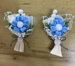 モールフラワー さわやかなブルー系ミニ花束 2個　ラッピング少々変更しました