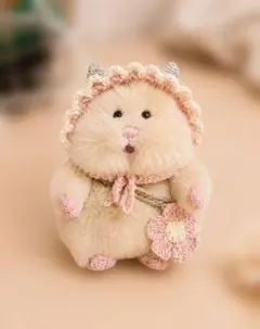 はむにぎり　ボンネット＋お花バッグセット　アプリコット
