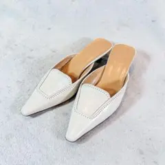 Max Mara ミュール 36 本革 ベージュ 白 ポインテッドトゥのサムネイル