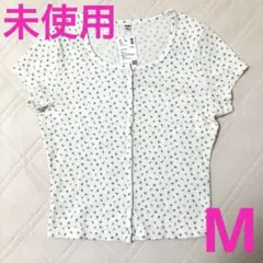 ユニクロ　ワッフルフルオープンミニT オフホワイト 花柄　Mサイズ　UNIQLO