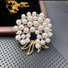 葉付　パール ビジュー　ブローチ 入学式 卒業式 フォーマル セレモニー　473