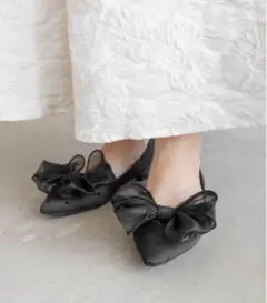 最終お値下RANDA ランダ 3E 2WAY シアー リボン フラット パンプス